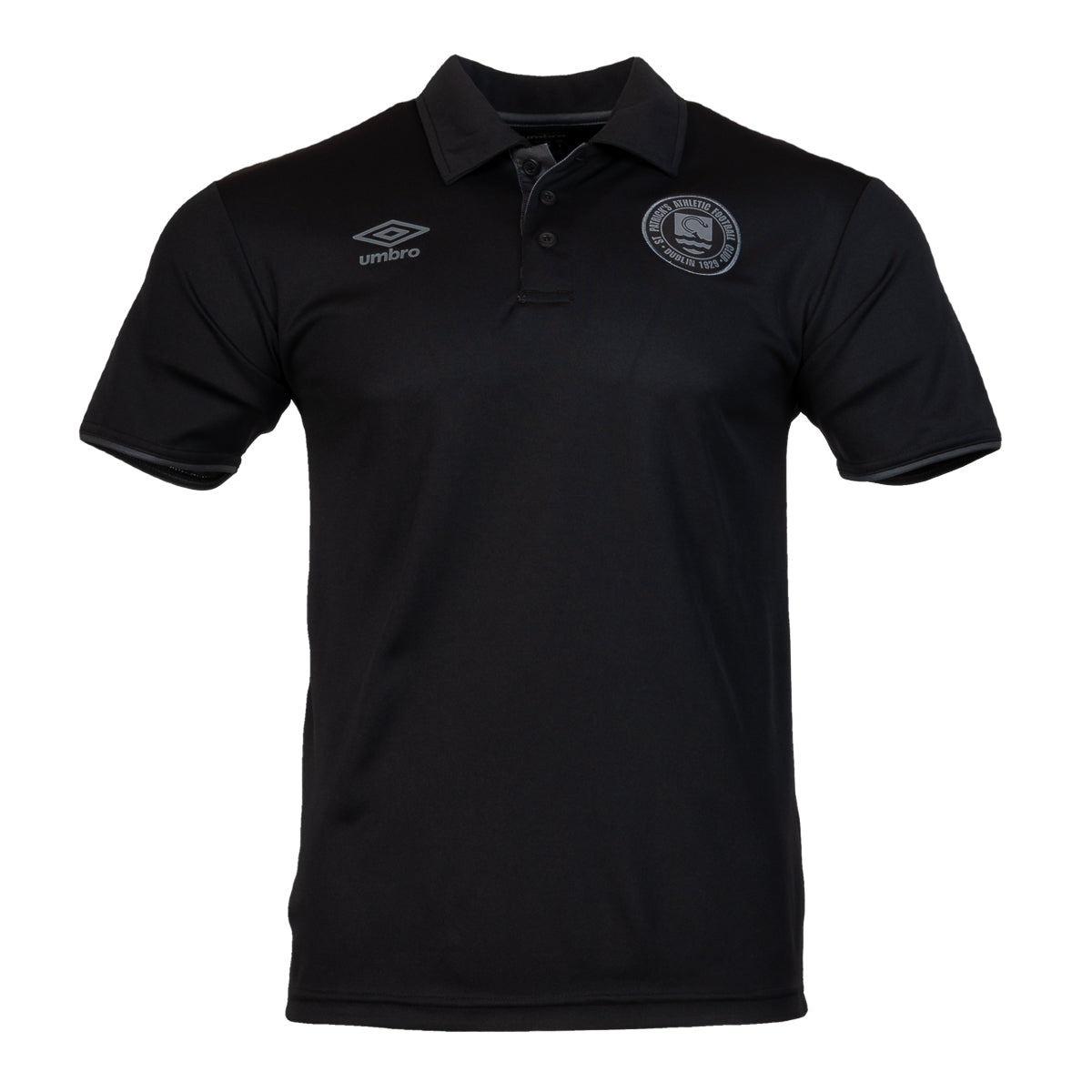 Limited Edition 2021 St Patricks Athletic FC Blackout Polo – Schwarz mit Gunmetal – Erwachsene